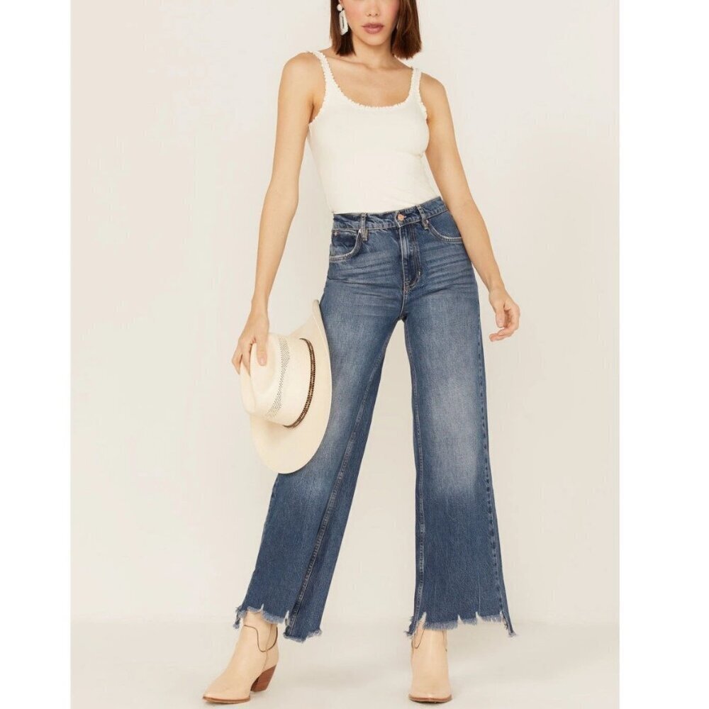 FREE PEOPLE STRAIGHT UP BAGGY WIDE LEG HIGH RISE JEANS size 25